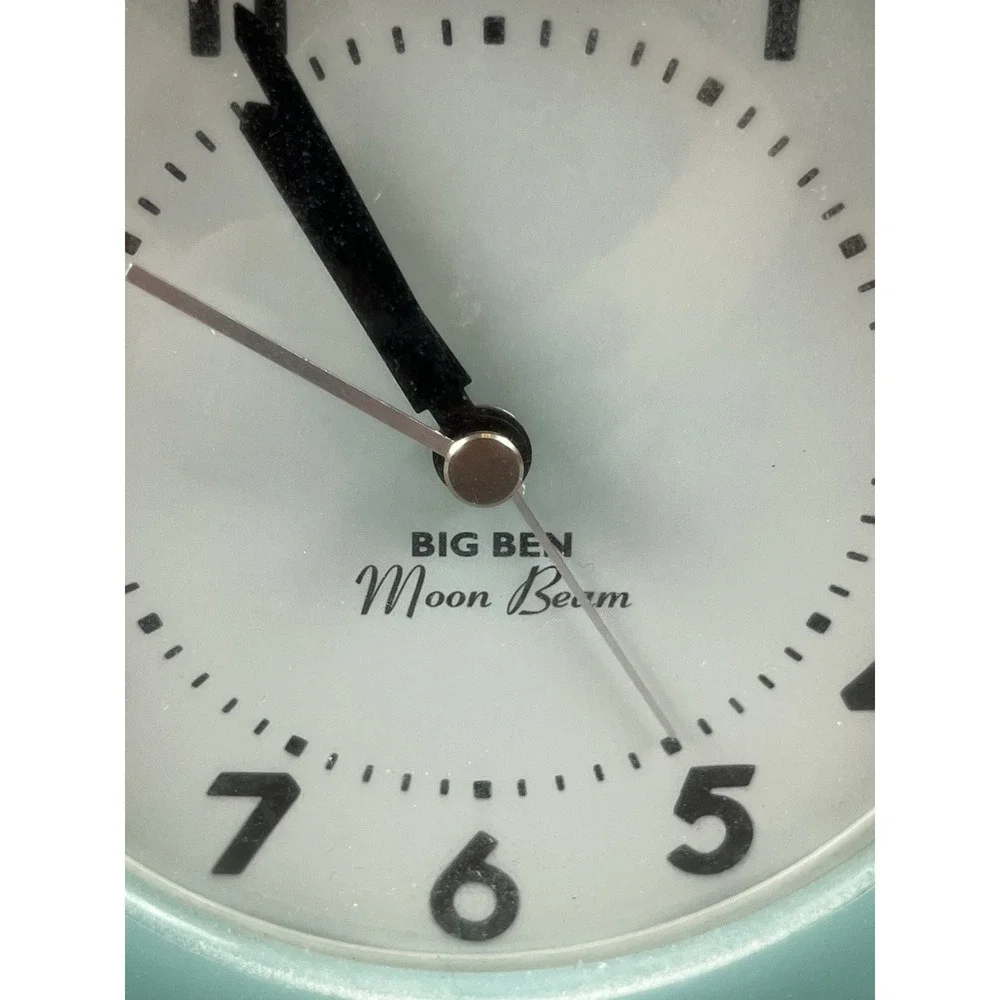 Westclox Big Ben Moon Beam Alarm Clock Turquoise 43000 Tested & Working Vintage